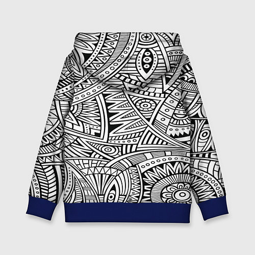 Детская толстовка Черно-белая этника / 3D-Синий – фото 2
