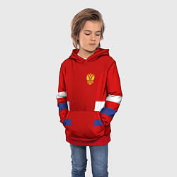 Толстовка-худи детская Russia: Sport Tricolor, цвет: 3D-красный — фото 2