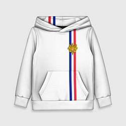 Толстовка-худи детская Франция: лента с гербом, цвет: 3D-белый