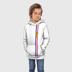 Толстовка-худи детская Франция: лента с гербом, цвет: 3D-белый — фото 2