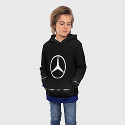 Толстовка-худи детская Mercedes: Black Abstract, цвет: 3D-синий — фото 2