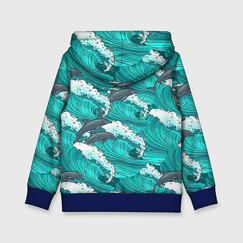 Детская толстовка Лазурные дельфины / 3D-Синий – фото 2