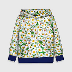 Толстовка-худи детская Полевые ромашки, цвет: 3D-синий