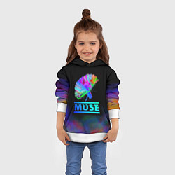 Толстовка-худи детская Muse: Neon Flower, цвет: 3D-белый — фото 2