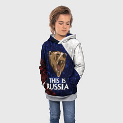 Толстовка-худи детская Russia: Roaring Bear, цвет: 3D-меланж — фото 2