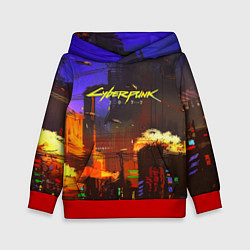 Толстовка-худи детская Cyberpunk 2077: Night City, цвет: 3D-красный