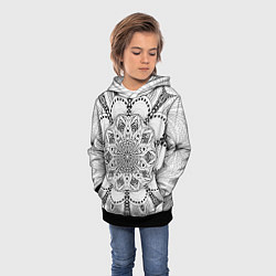 Толстовка-худи детская Линейная мандала, цвет: 3D-черный — фото 2