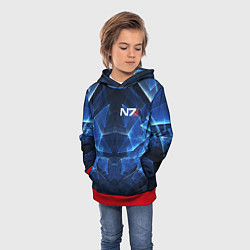 Толстовка-худи детская Mass Effect: Blue Armor N7, цвет: 3D-красный — фото 2