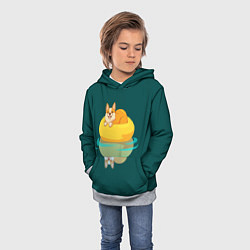 Толстовка-худи детская Корги на пончике, цвет: 3D-меланж — фото 2