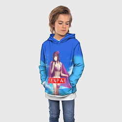 Толстовка-худи детская Senpai: Summer Girl, цвет: 3D-белый — фото 2