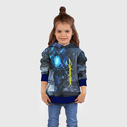 Толстовка-худи детская Cyberpunk 2077, цвет: 3D-синий — фото 2