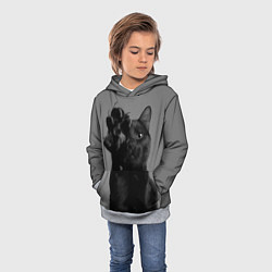Толстовка-худи детская Черный котик, цвет: 3D-меланж — фото 2