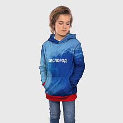 Толстовка-худи детская Парная - вода: кислород с волнами, цвет: 3D-красный — фото 2