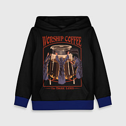 Толстовка-худи детская Worship Coffee, цвет: 3D-синий