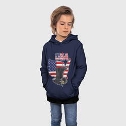 Толстовка-худи детская USA - flag and eagle, цвет: 3D-черный — фото 2