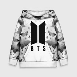 Толстовка-худи детская BTS: Grey Butterflies, цвет: 3D-белый