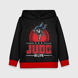 Толстовка-худи детская Judo is life, цвет: 3D-красный