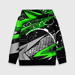 Толстовка-худи детская Black and green corners, цвет: 3D-черный