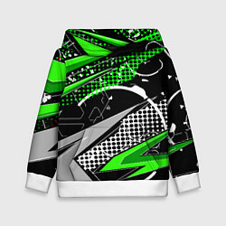 Толстовка-худи детская Black and green corners, цвет: 3D-белый