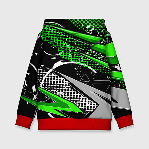 Детская толстовка Black and green corners / 3D-Красный – фото 2