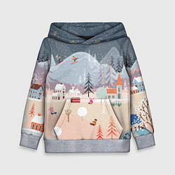 Толстовка-худи детская Новогодние каникулы, цвет: 3D-меланж