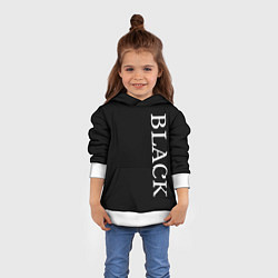 Толстовка-худи детская Чёрная футболка с текстом, цвет: 3D-белый — фото 2