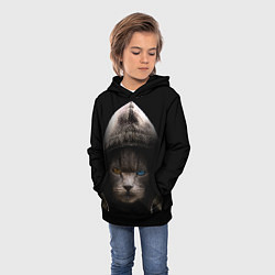 Толстовка-худи детская Уличный кот, цвет: 3D-черный — фото 2