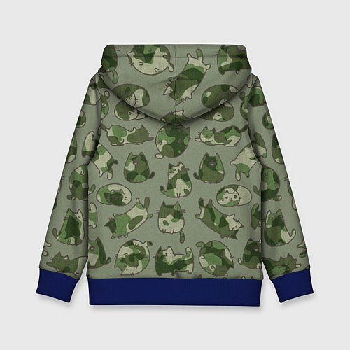 Детская толстовка Камуфляж с котиками хаки / 3D-Синий – фото 2