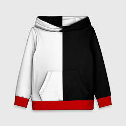 Толстовка-худи детская ПРОСТО ЧЁРНО-БЕЛЫЙ, цвет: 3D-красный