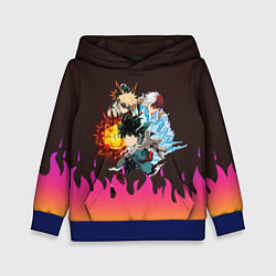 Толстовка-худи детская MY HERO ACADEMIA разноцветное пламя, цвет: 3D-синий