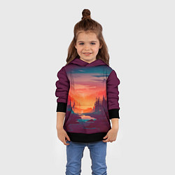 Толстовка-худи детская Minimal forest sunset, цвет: 3D-черный — фото 2