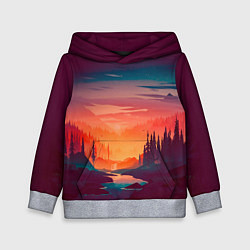Толстовка-худи детская Minimal forest sunset, цвет: 3D-меланж