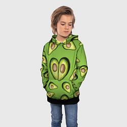 Толстовка-худи детская Люблю авокадо, цвет: 3D-черный — фото 2
