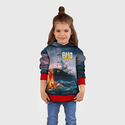 Толстовка-худи детская ВМФ, цвет: 3D-красный — фото 2