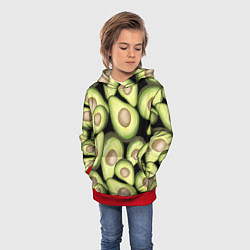 Толстовка-худи детская Avocado background, цвет: 3D-красный — фото 2