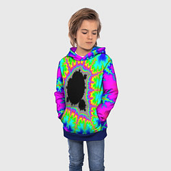 Толстовка-худи детская Фрактальная кислотная черная дыра - множество Манд, цвет: 3D-синий — фото 2