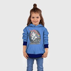 Толстовка-худи детская Единорог Rock, цвет: 3D-синий — фото 2