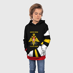 Толстовка-худи детская Войска связи - громче крикнешь, дальше слышно, цвет: 3D-красный — фото 2