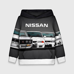 Толстовка-худи детская NISSAN, цвет: 3D-белый