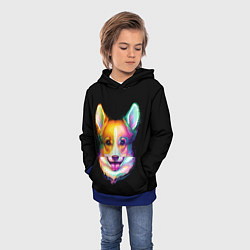 Толстовка-худи детская Корги, цвет: 3D-синий — фото 2