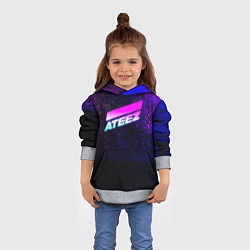 Толстовка-худи детская ATEEZ neon, цвет: 3D-меланж — фото 2