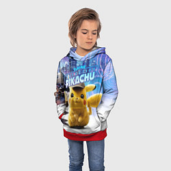 Толстовка-худи детская Детектив Пикачу, цвет: 3D-красный — фото 2