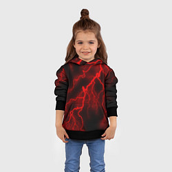 Толстовка-худи детская МОЛНИЯ RED NEON, цвет: 3D-черный — фото 2
