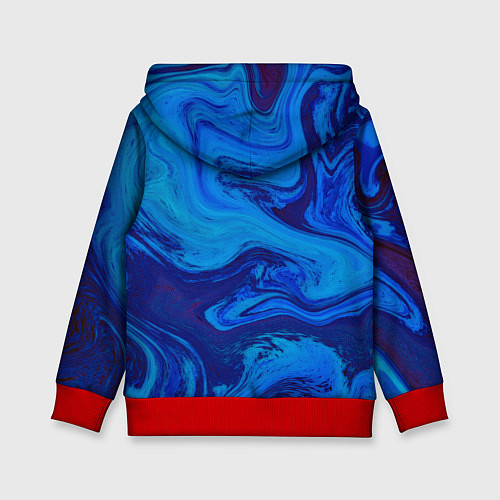 Детская толстовка Абстракция синяя с голубым / 3D-Красный – фото 2