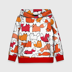 Толстовка-худи детская Милые лисы, цвет: 3D-красный
