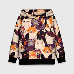 Толстовка-худи детская КОТИКИ, цвет: 3D-черный