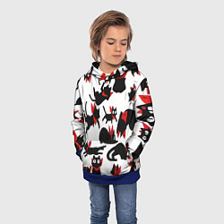 Толстовка-худи детская Черный котик, цвет: 3D-синий — фото 2