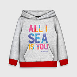 Толстовка-худи детская ALL I SEA IS YOU, цвет: 3D-красный