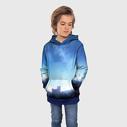 Толстовка-худи детская Силуэт корги ночь космос дымка, цвет: 3D-синий — фото 2