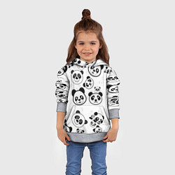 Толстовка-худи детская Панды, цвет: 3D-меланж — фото 2